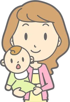 Motherand Baby Cartoon PNG Image