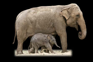 Mother_and_ Baby_ Elephant_ Walking PNG image with transparent background