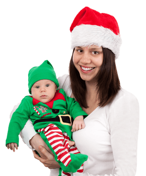 Motherand Babyin Christmas Outfits PNG image with transparent background