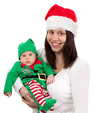 Motherand Babyin Christmas Outfits PNG Image