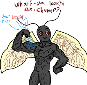 Mothman Flexing Muscles Cartoon PNG Image