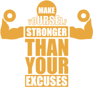 Motivational Fitness Quote Stronger Than Excuses PNG image with transparent background