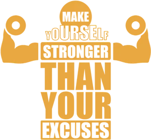 Motivational Fitness Quote Stronger Than Excuses PNG Image