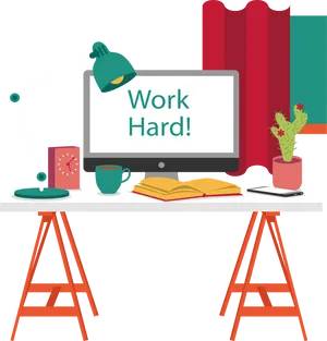 Motivational Work Desk Setup PNG Image