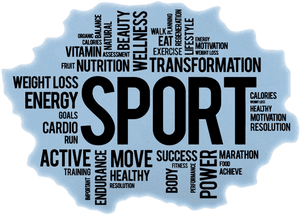 Motivationand Sport Word Cloud PNG image with transparent background