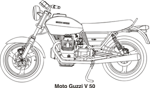 Moto Guzzi V50 Outline Drawing PNG Image