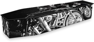 Motorcycle Themed Coffin PNG Image