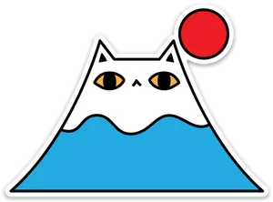 Mount Fuji Cat Cartoon PNG Image