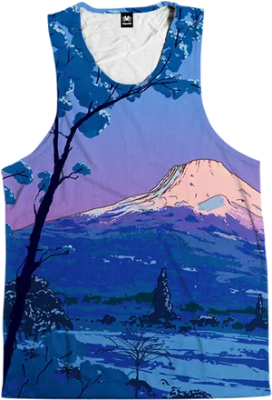 Mount Fuji Graphic Tank Top PNG Image