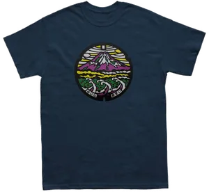 Mount Fuji Graphic Tee Design PNG Image