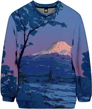 Mount Fuji Sweater Design PNG Image