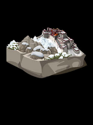 Mountain Castle Illustration PNG with transparent background