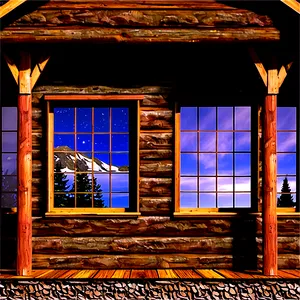 Mountain Log Cabin View Png 06122024 PNG Image