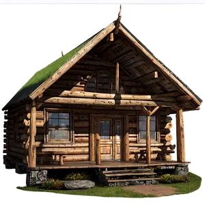 Mountain Log Cabin View Png Rxh PNG Image