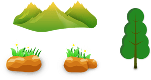 Mountains, Tree, Grass, Stones, Mud, Flower, Design, HD Png Download PNG with transparent background