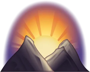 Mountain Sunrise Vector Illustration PNG Image