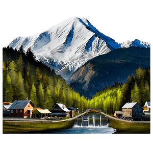 Mountain Town Landscape PNG 90 PNG with transparent background