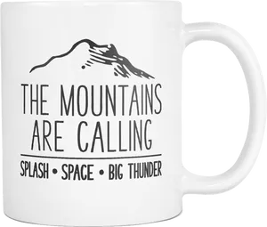 Mountains Calling Mug Design PNG Image