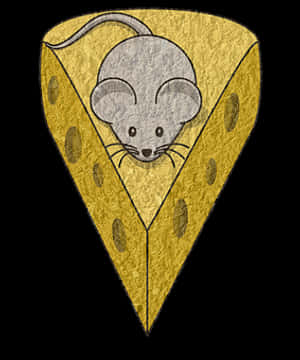 Mousein Cheese Wedge Illustration PNG with transparent background