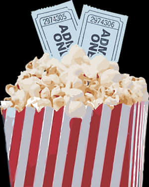 Movie Night Popcornand Tickets PNG image with transparent background