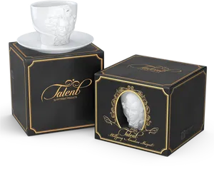 Mozart Inspired Cupand Packaging Design PNG Image