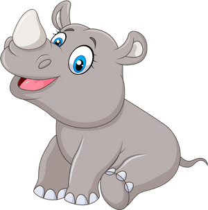 #mq #grey #baby #hippopotamus - Cartoon Rhino, HD Png Download PNG image with transparent background