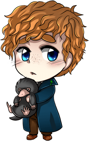 #mq #harrypotter #chibi #boy #anime - Cute Chibi Newt Scamander, HD Png Download PNG image with transparent background