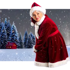 Mrs Claus In Snow Scene Png 72 PNG Image