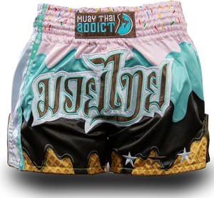 Muay Thai Shorts Colorful Design PNG Image