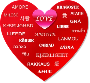 Multilingual Love Heart Graphic PNG Image