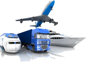 Multimodal Transportation Collage PNG Image