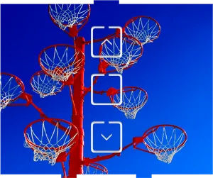 Multiple Basketball Hoops Against Blue Sky PNG Image