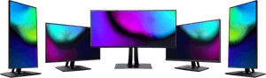 Multiple Computer Monitors Setup PNG image with transparent background