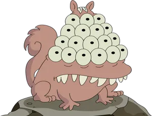 Multiple Eyed Creature Cartoon PNG Image