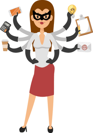 Multitasking Businesswoman Octopus Illustration PNG