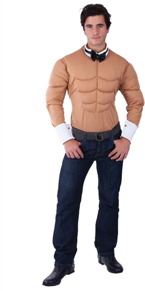 Muscle Costume Man Posing PNG Image