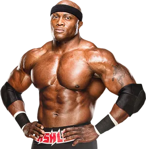 Muscled_ Athlete_in_ Wrestling_ Attire PNG Image