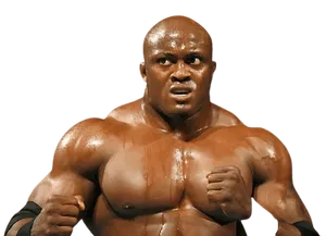 Muscled Athlete Intense Expression PNG Image