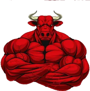 Muscled_ Bull_ Character_ Illustration.png PNG Image