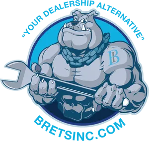 Muscled Bulldog Mechanic Logo PNG Image