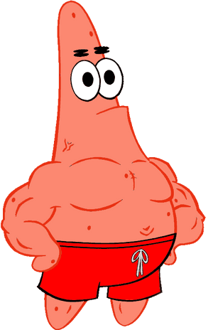 Muscled Patrick Star Cartoon PNG image with transparent background
