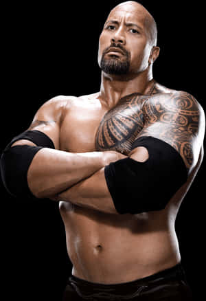 Muscled_ Tattooed_ Entertainer_ Portrait PNG image with transparent background