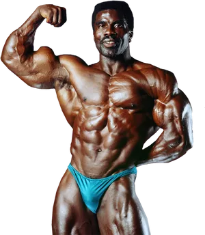 Muscular Bodybuilder Flexing Biceps PNG Image