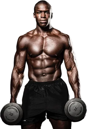 Muscular Bodybuilder Holding Dumbbells PNG Image