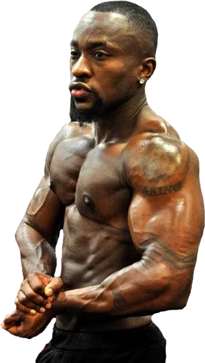 Muscular Bodybuilder Profile Pose PNG Image