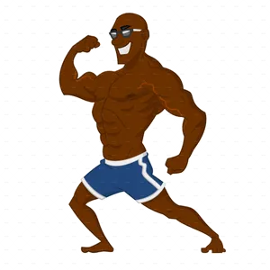 Muscular Cartoon Character Flexing.png PNG Image