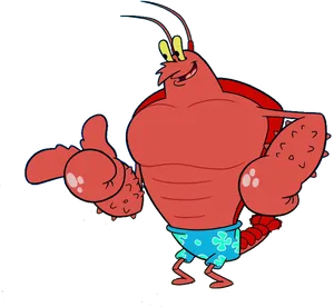 Muscular Cartoon Lobsterin Shorts PNG Image