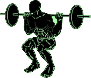 Muscular Figure Performing Barbell Squat PNG image with transparent background