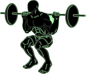 Muscular Figure Performing Barbell Squat PNG Image