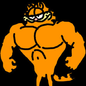 Muscular Garfield Cartoon Character PNG image with transparent background
